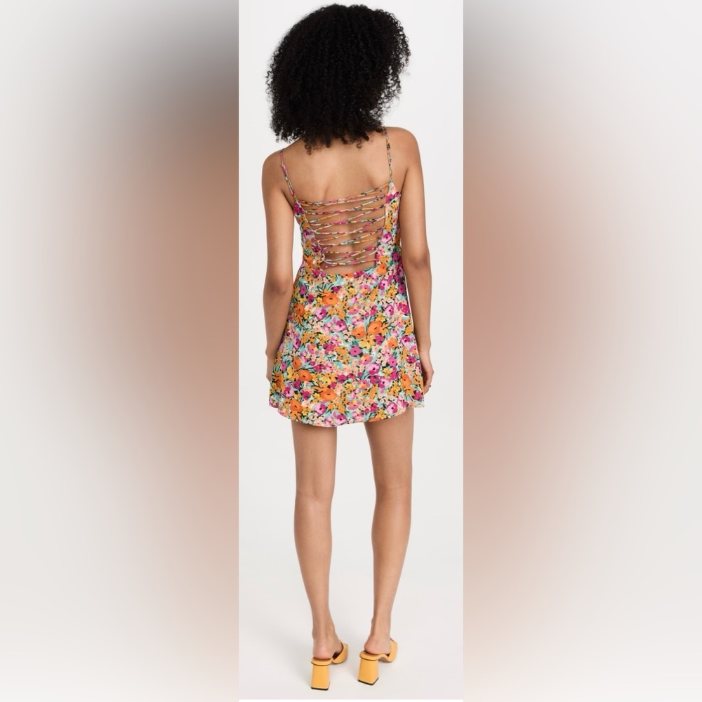 NWT For Love and Lemons Deena Floral Mini Dress Orange Pink Size XS - Picture 5 of 15